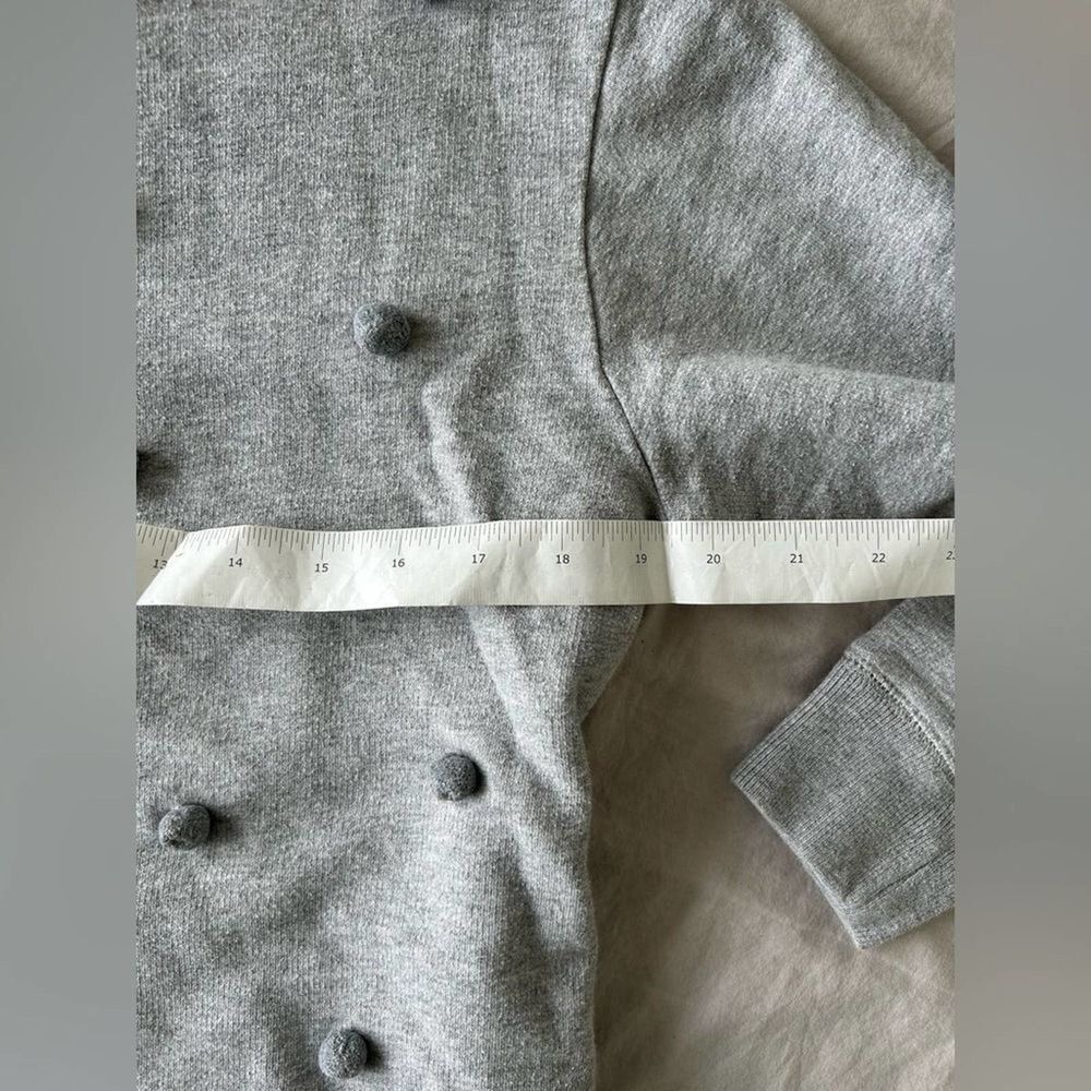 J. Crew EUC Gray Sweatshirt Top with Pom Poms Size S Crew Neck - Picture 7 of 7